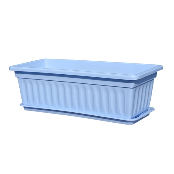 Rectangular Plastic Flower Planter Box with Attached Tray for Indoor and Outdoor Gardening Use 17.32 Inch Durable Lightweight Construction