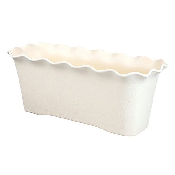 Rectangular Plastic Flower Pot With Wavy Ruffled Edge Rectangular Planter Succulent And Herb Planter Box For Indoor Outdoor Garden Portable Vegetable Planting Container 2PC White 11.8x5.4x5.2 In
