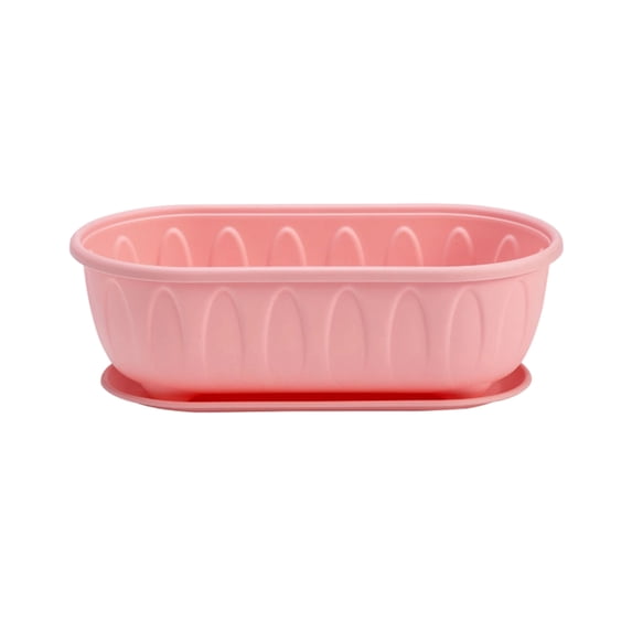 Rectangular Plastic Planter Box, Herb Planter Indoor, Pink Matching Plastic Plant Saucer, Windowsill Placement, 1 Pc