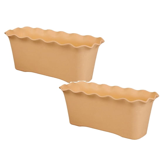 Rectangular Plastic Planter Box with Wavy Ruffled Edge Flower Pot with Drainage Holes Indoor Outdoor Planter for Balcony Garden Flowers Vegetables Deck Railing Planter Boxes