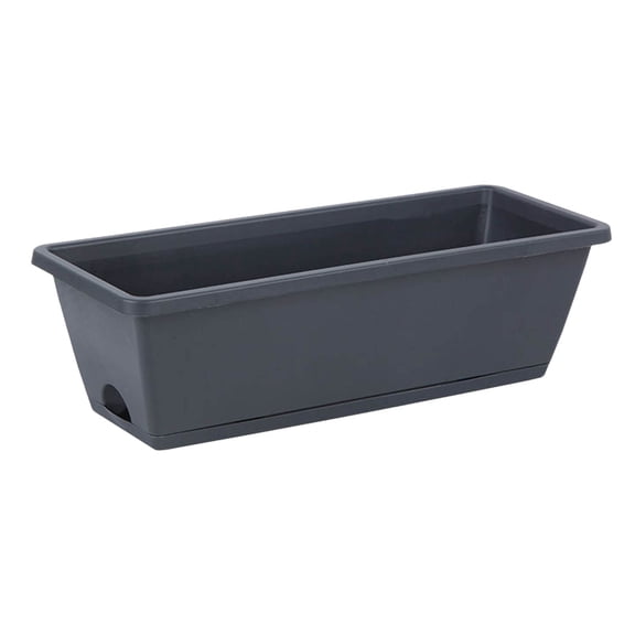 Rectangular Plastic Planter with Drainage Tray Thickened Durable Window Box for Vegetables Herbs Flowers Indoor Outdoor Balcony Home Use(Black)