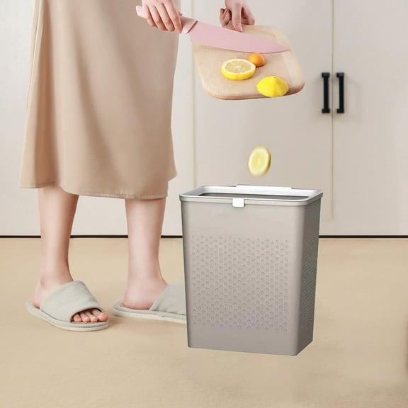 Rectangular Plastic Trash Can with Lid, Odor-Control Wastebasket for Bathroom Living Room Bedroom, Modern Textured Design, Medium Capacity Household Garbage Bin