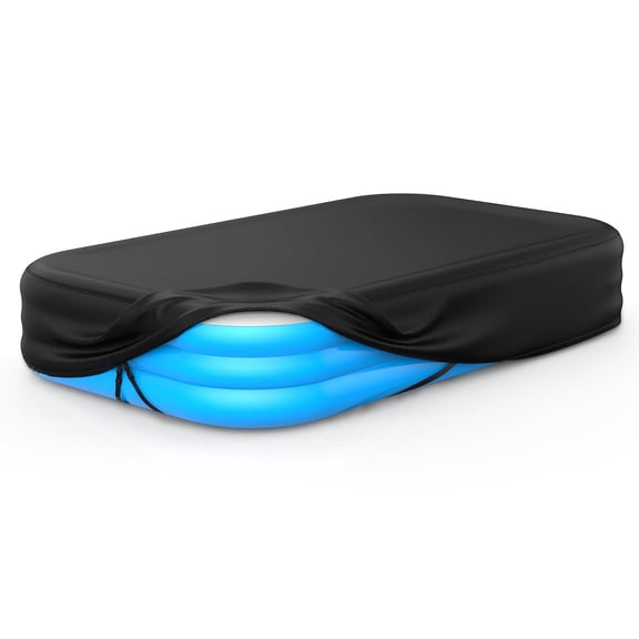 Rectangular Pool Cover for Inflatable Pool, Fits Blow Up Pool Size 130" L x 72" W, 120" L x 72" W, Built-in Elastic Band and Extra Buckle to Prevent Slipping