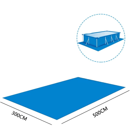 Rectangular Pool Mat 197X118 Inch Floor Fabric Ground Cloth Protective Cover for Large Outdoor Swimming Pool Blue Pe Material (197X118) Blue