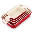 thumbnail image 1 of Rectangular Porcelain Baking Dish Set, 4 Piece Red, Multi-Size Kitchen Cookware, 1 of 7
