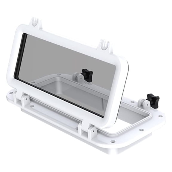 Rectangular Porthole Window w/ Plastic & Tinted Glass - 16" x 8" (White)