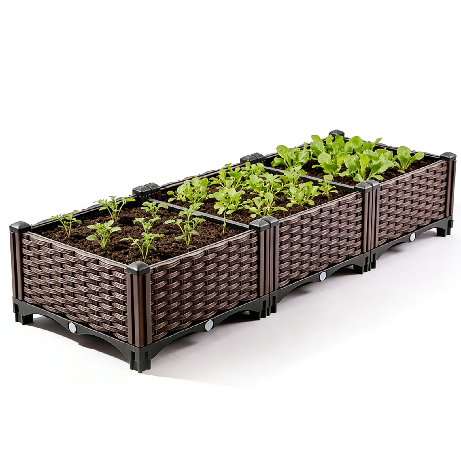 Rectangular Raised Garden Bed Kit Indoor Outdoor Plastic Planter Grow ...