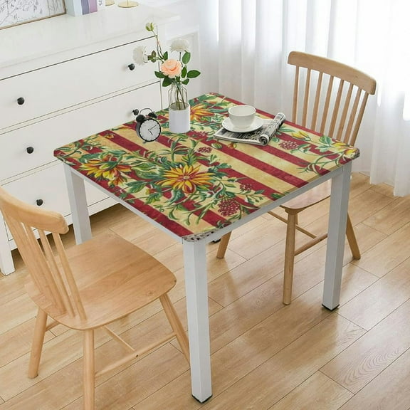 Rectangular Red Cotton Coated Tablecloth by Le Cluny