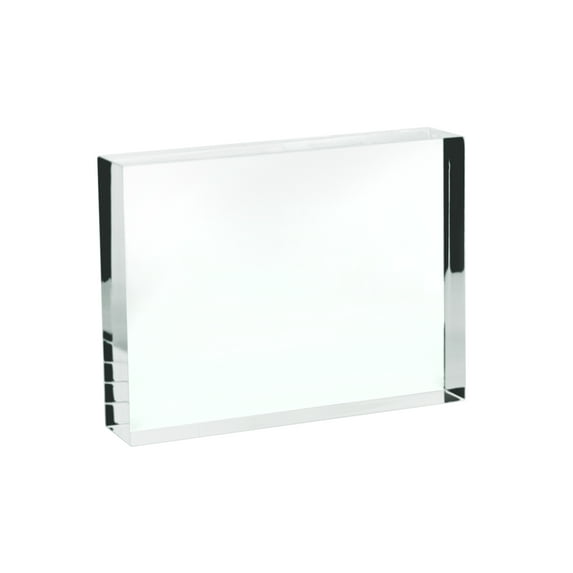 Rectangular Refraction Block, 4" (100mm) x 3" (75mm) x 0.7" (18mm) - Acrylic - Slightly Beveled Edges - Excellent for Physics Experiments & Photography - Eisco Labs