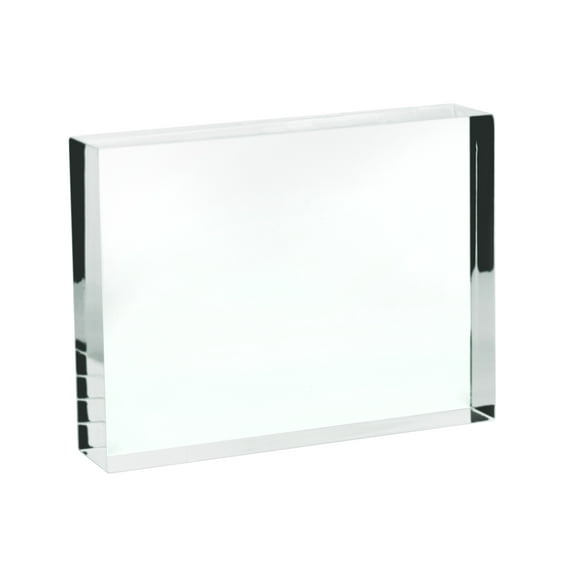 Rectangular Refraction Block, 5" (125mm) x 2.6" (65mm) x 0.7" (18mm) - Acrylic - Slightly Beveled Edges - Excellent for Physics Experiments & Photography - Eisco Labs