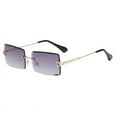 thumbnail image 1 of Rectangular Rimless Sunglasses Tinted Lens Clear Vintage Frameless Glasses - Gray, 1 of 6