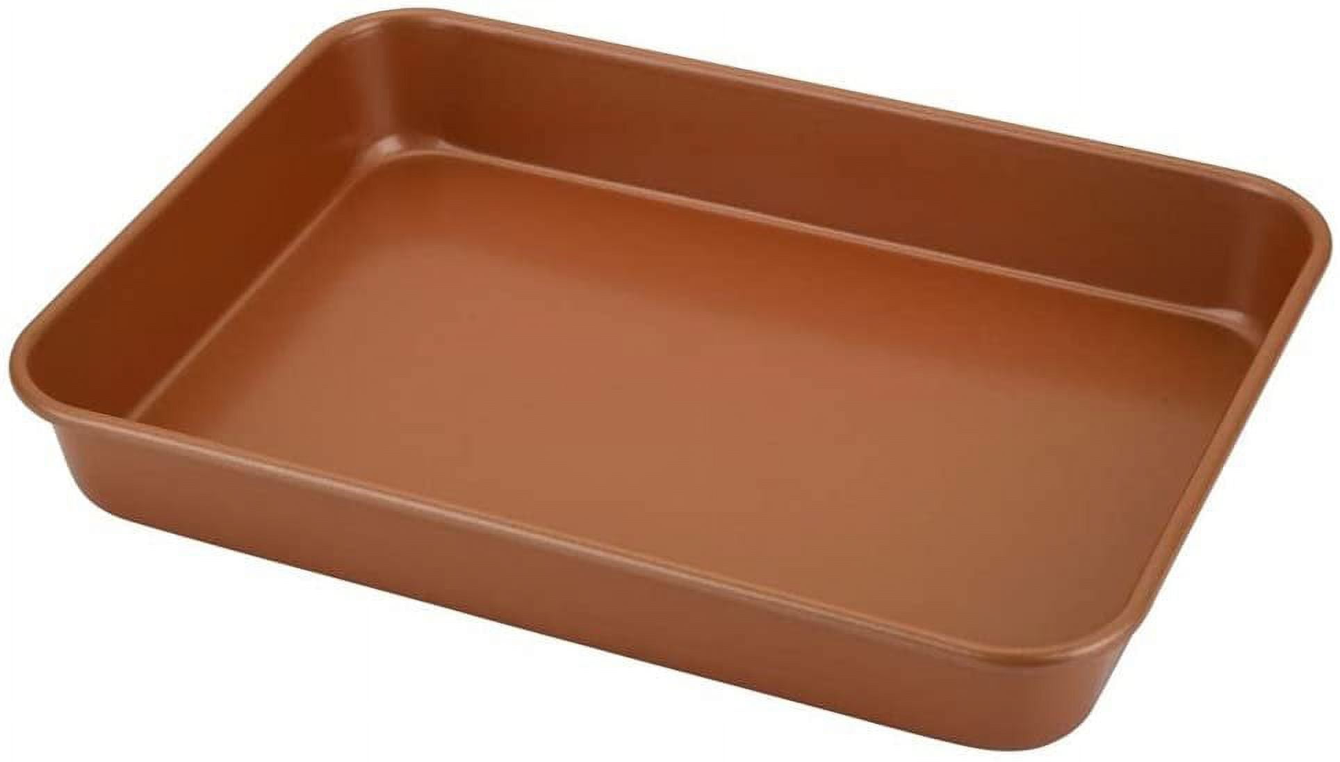 Rectangular Roaster Baking Pan 14.5 x 10.5 Inches Nonstick Copper