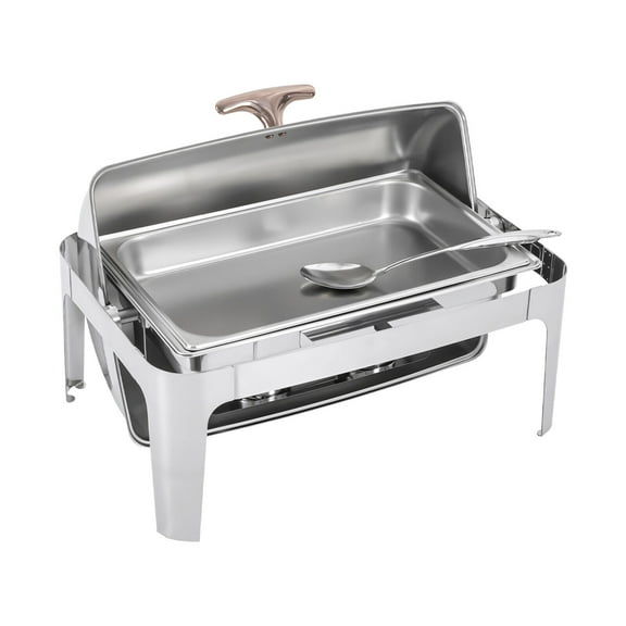 Rectangular Roll Top Chafing Dish Buffet Set Food Warmer W/ Rose Gold Handle 9L