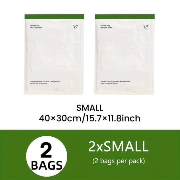 Rectangular Rolling Vacuum Storage Bags 2 Pack, Small No Pump Compression Bags for Travel, Dorm and Closet Storage