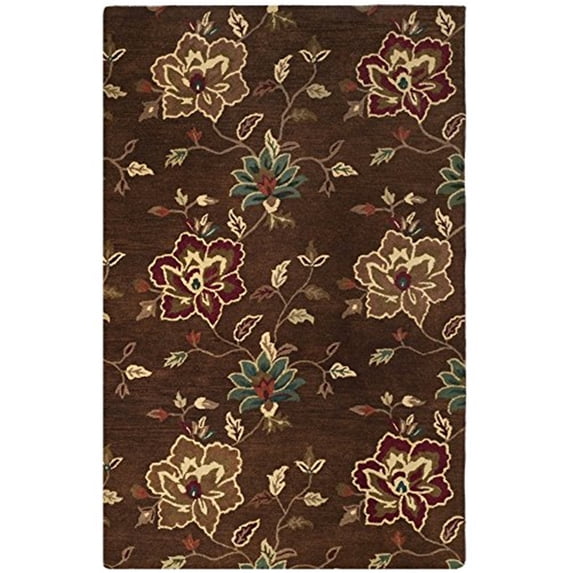 Country & Floral Rug - Jardin Wool Pile -Brown/Multi-Color:Brown/Multi,Design:Country & Floral,Shape:Medium Rectangle,Size:9'L x 6'W