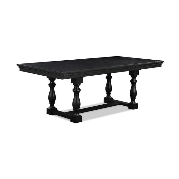 Rectangular Rustic Wooden Table, Trestle Legs, Dark Finish, Seating Capacity 6 Solid Wood Dining Style, Seats For