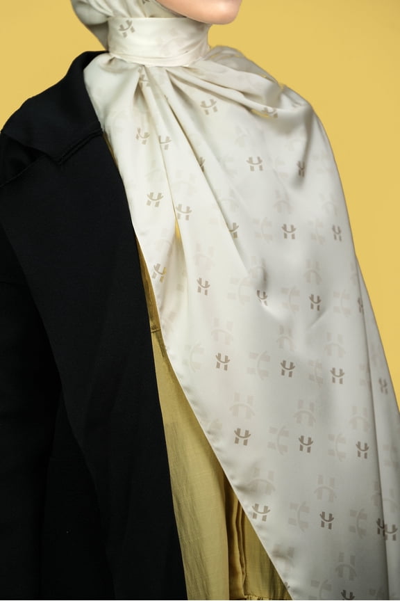 Rectangular Scarf: Monogram Series in Ivory