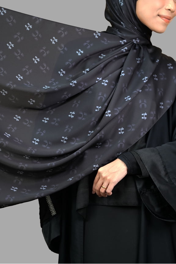 Rectangular Scarf: Monogram Series in Obsidian