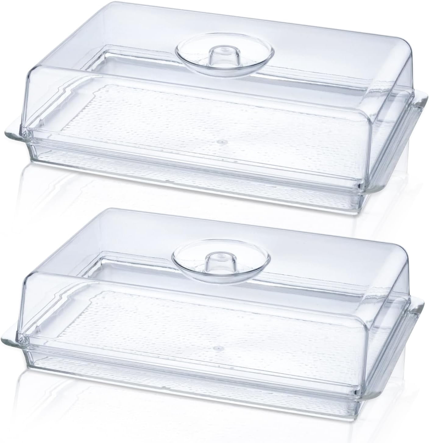 Rectangular Serving Tray with Dome Lid Clear Set of 2 100 BPA