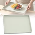 thumbnail image 1 of Rectangular Serving Tray - Durable Plastic Decorative Tray for Home Kitchen - Lightweight Indoor Serving Platter - Small Green Wood, 1 of 8