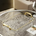 thumbnail image 1 of Rectangular Serving Tray with Handles, 13.3 x 8.2 Inch PVC Storage Plate, Clear Tableware for Home Living Room Coffee Teacups Fruit and Snacks Organizing, 1 of 7