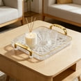 thumbnail image 1 of Rectangular Serving Tray with Handles, 9.44 x 8.2 Inch PVC Storage Plate, Clear Tableware for Home Living Room Coffee Teacups Fruit and Snacks Organizing, 1 of 7