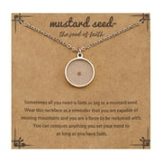 LINRONG Rectangular Shape Silver Color Gold Color the Seed of Faith Christian Gift Mustard Seed Necklace Pendant Necklace Chain Necklace SILVER STYLE 1