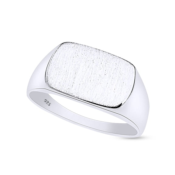 AFFY Rectangular Signet Ring In 14K White Gold Plated 925 Sterling Silver for Men's, Ring Size 7.5