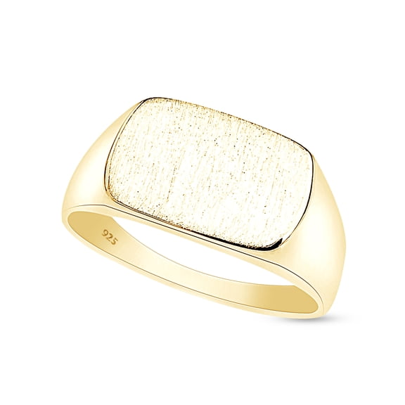 AFFY Rectangular Signet Ring In 14K Yellow Gold Plated 925 Sterling Silver for Men's, Ring Size 7