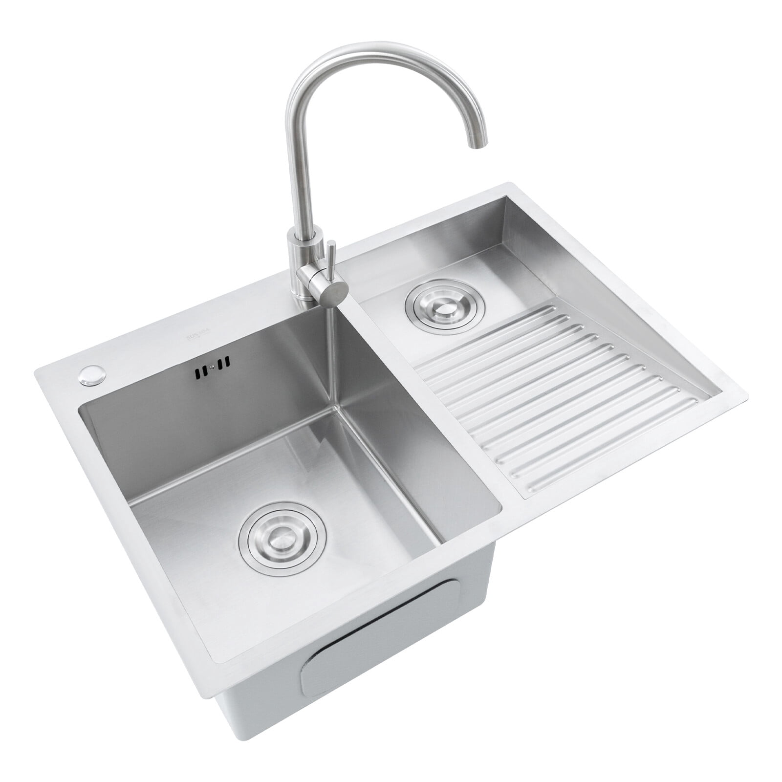 ‎Rectangular Silver Drop-In Stainless Steel Double Bowl Kitchen, Bar and Laundry Utility Sink
