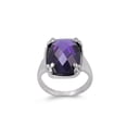 thumbnail image 1 of Rectangular Simulated Amethyst Cubic Zirconia Ring Sterling Silver 925, 1 of 2