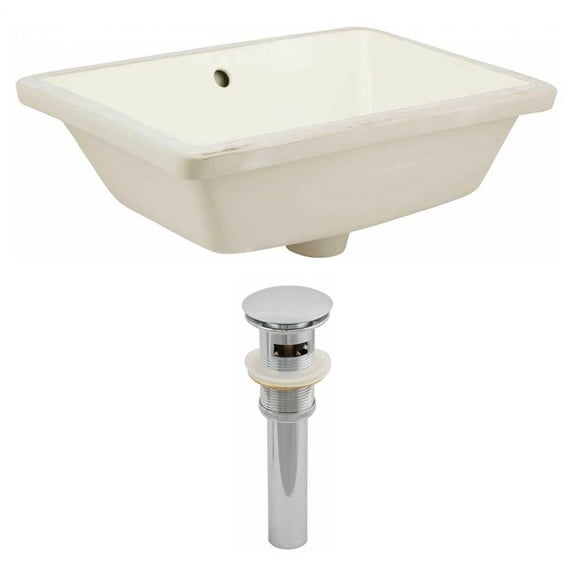 Rectangular Sink Set in Beige Enamel Glaze Finish