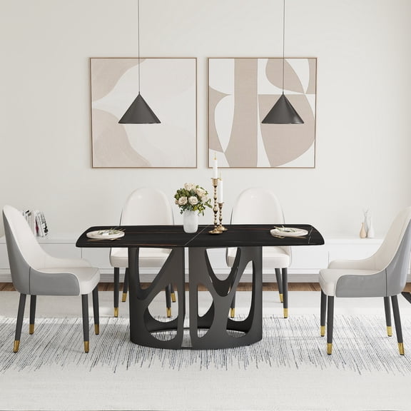 Rectangular Sintered Stone Table | For Happy Family Gatherings | High Hardness Surface | Stable Honeycomb Base