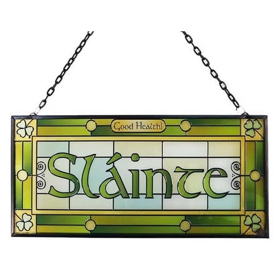 Rectangular Slainte Stained Glass Panel