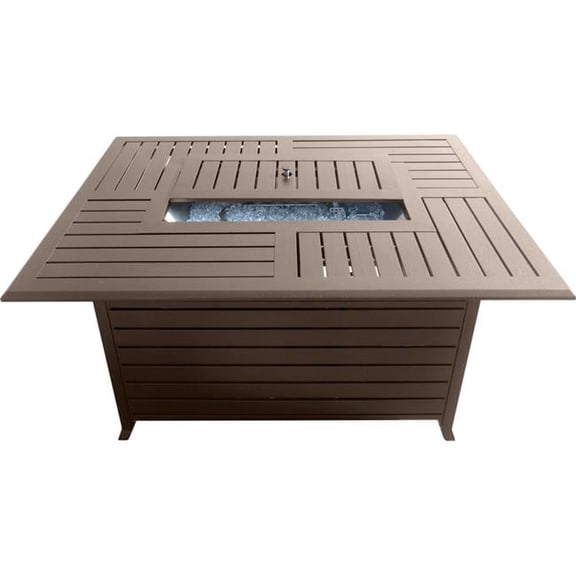 Rectangular Slatted Aluminum Firepit, Hammered Bronze - 22.5 x 49.5 x 37.5 in.