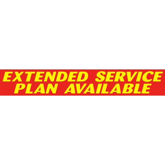 Rectangular Slogan Windshield Sticker - Red/Yellow - "Extended Service Plan Available" - 14 1/2ʺL x 2 3/4ʺH - Pack of 12