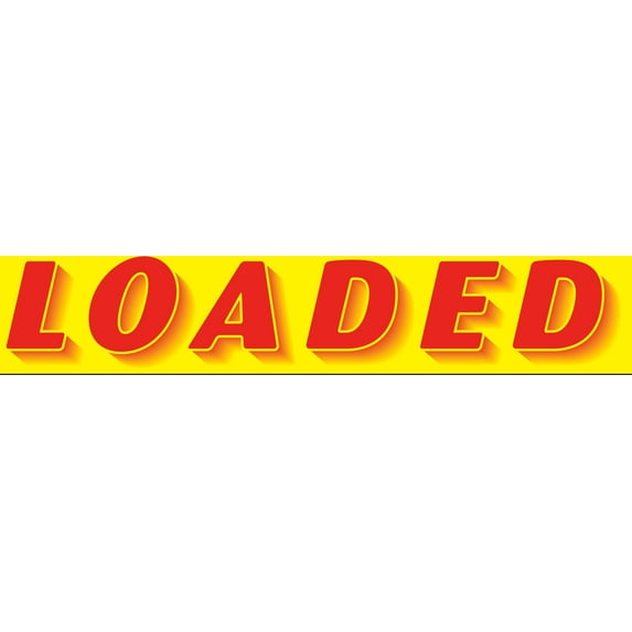 Rectangular Slogan Windshield Sticker - Red/Yellow - "Loaded" - 14 1/2ʺL x 2 3/4ʺH - Pack of 12