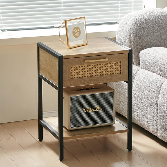 Rectangular Sofa Side Table for Living Room Bedroom, Natural