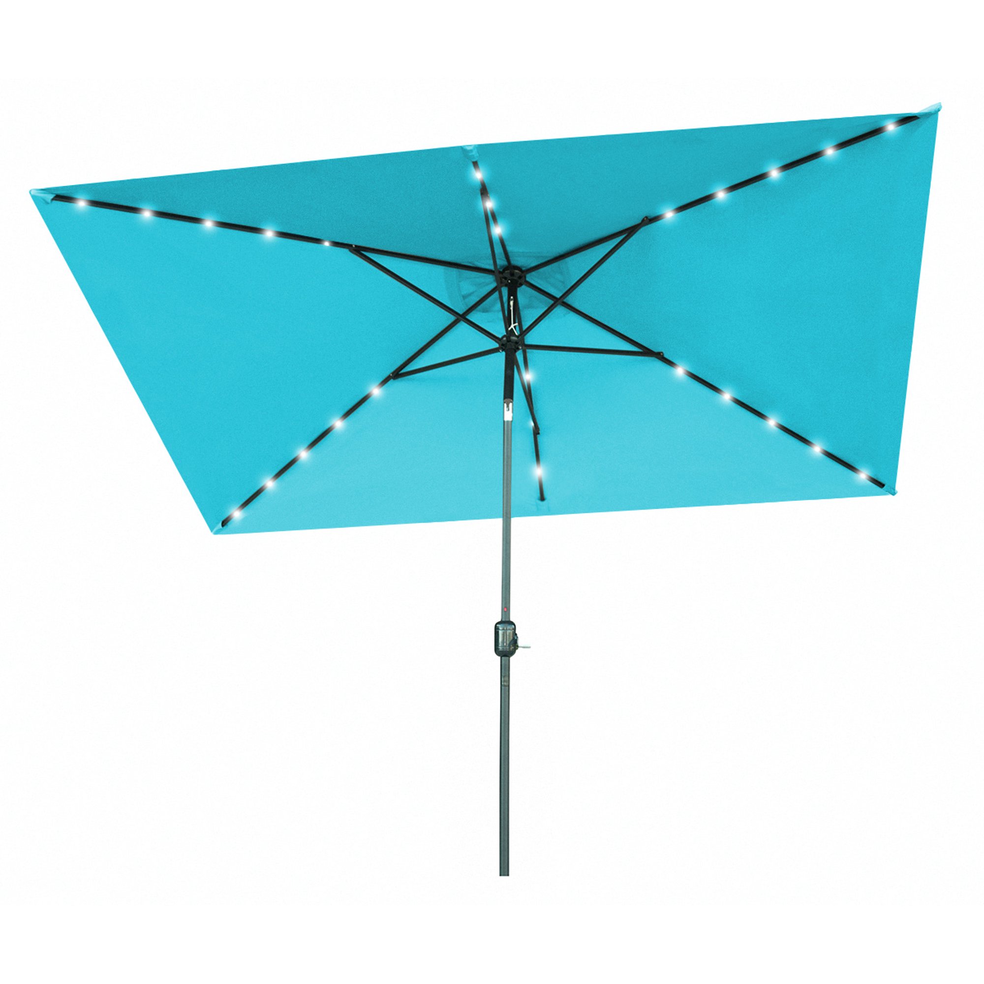Rectangular Solar Powered LED Lighted Patio Umbrella - 10' x 6.5' - By  Trademark Innovations (Peacock) - Walmart.com