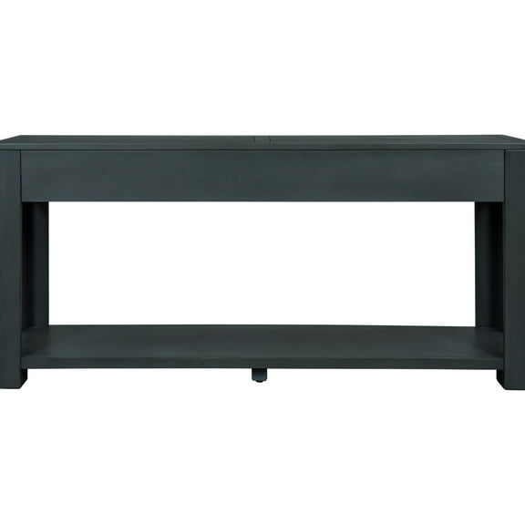 Rectangular Solid Wood Table: Navy For Entryway With Storage Console: Shelf
