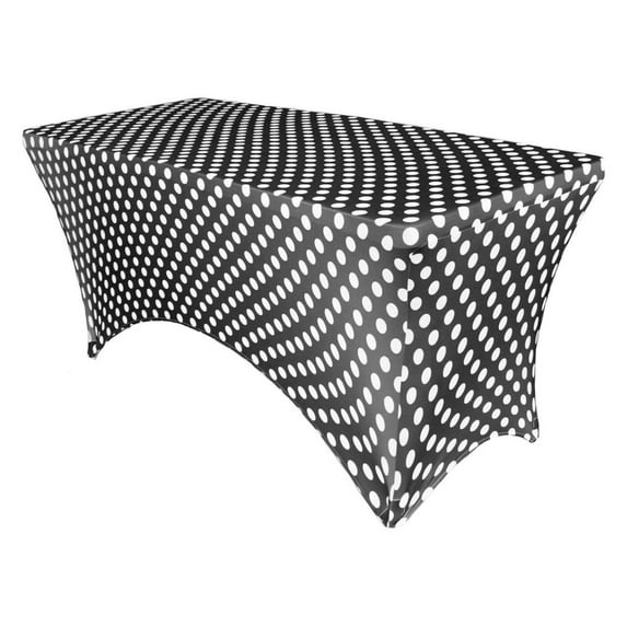 Rectangular Spandex Table Covers 4ft Fitted Tablecloth Wedding Event Patio Table Decorations Elastic Fabric Stretch Table Covers for 4 ft Folding Table (Black Polka Dot)