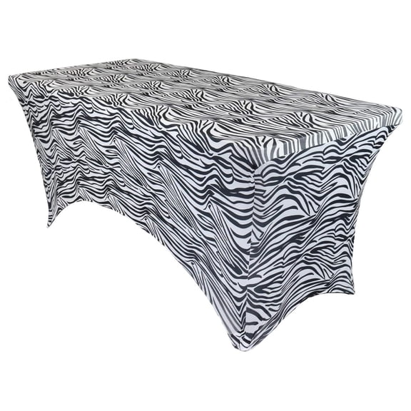 Rectangular Spandex Table Covers 6ft Fitted Tablecloth Wedding Event Patio Decorations Elastic Fabric Stretch Tables Cover for 6 ft Folding Table (Zebra)