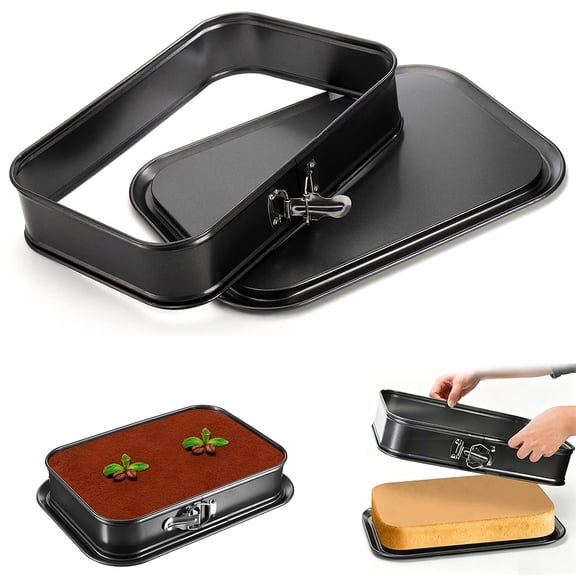Rectangular Springform Cake Pan,14" X 9.5" X 3" NonStick Leakproof Removable Bottom Bakeware,Spring Clip Lock Baking Mold for Cheesecake,Brownie,Sponge Cake,Lasagna