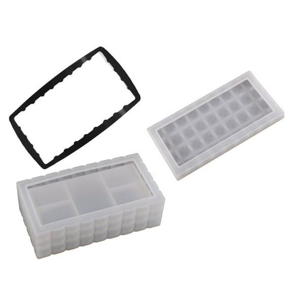 Rectangular Square Stacker Storage Box Resin Organizer Mold with Lid for Crafts