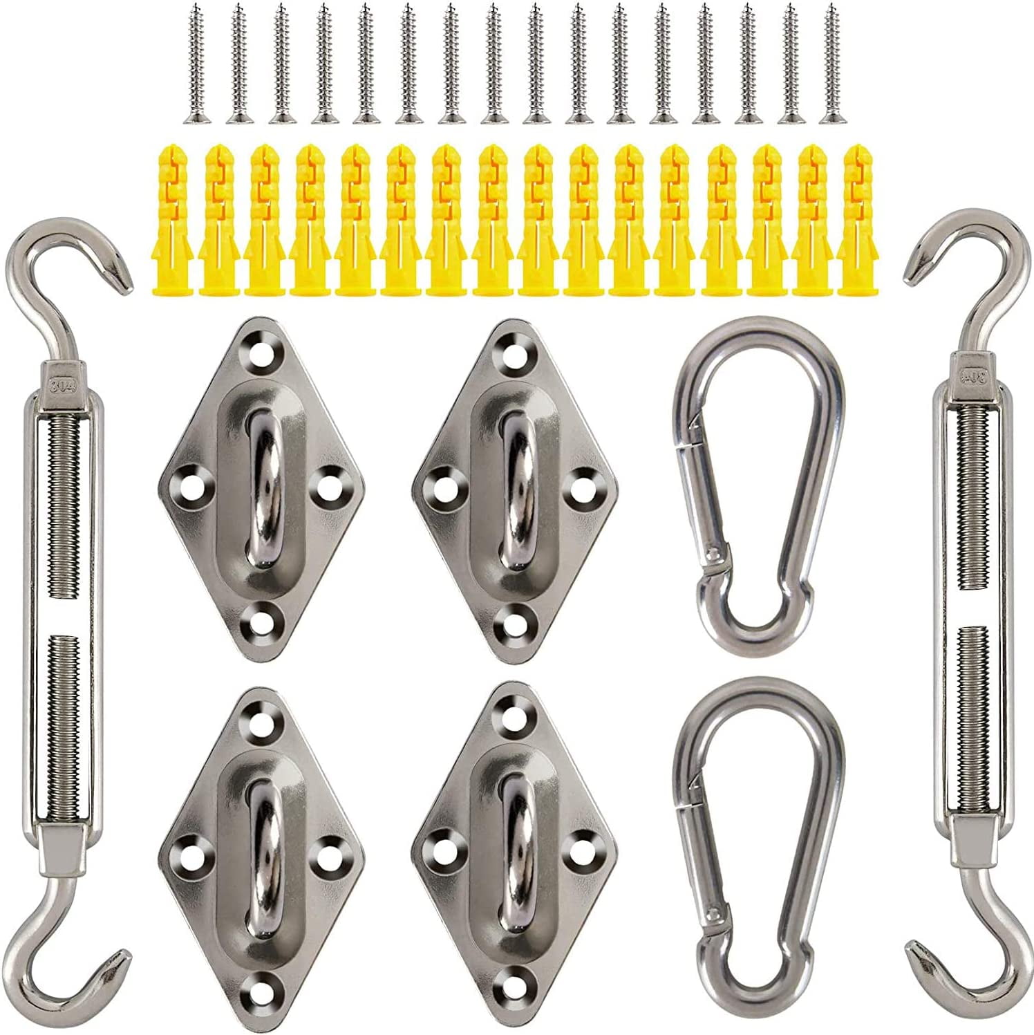Adjustable Stainless Steel Sun Shade Sail Hardware Kit, 6-8.5''