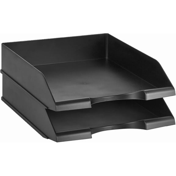 Rectangular Stackable Letter Tray Desk Organizer for Paper and Document Storage Black 12-Pack