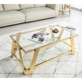 thumbnail image 1 of Rectangular Stainless Steel Coffee Table, 47" Tempered Glass, Modern Industrial Style For Home Glass Legs, Living Room Furniture, 1 of 6