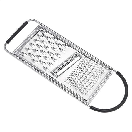 Rectangular Stainless Steel Flat Cheese Grater with Non-Slip Handle and Base, Black (Previously AmazonCommercial brand)
