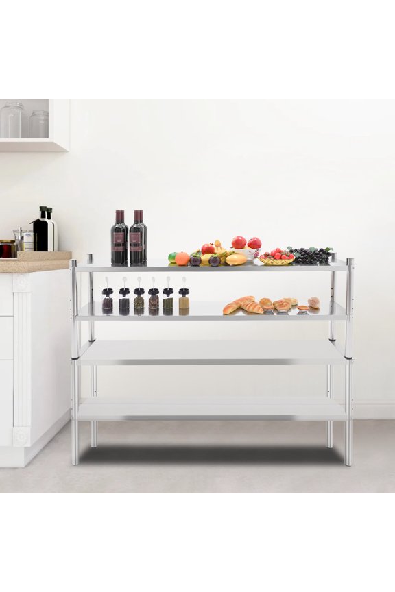 Rectangular Stainless Steel Shelving 2 Tier Adjustable Shelf Storage Stainless Steel Heavy Duty Shelving Anti-slip