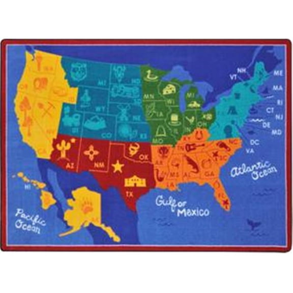 Rectangular States Of The Nation Rug - 5 Ft. 4 in. x 7 Ft. 8 in.